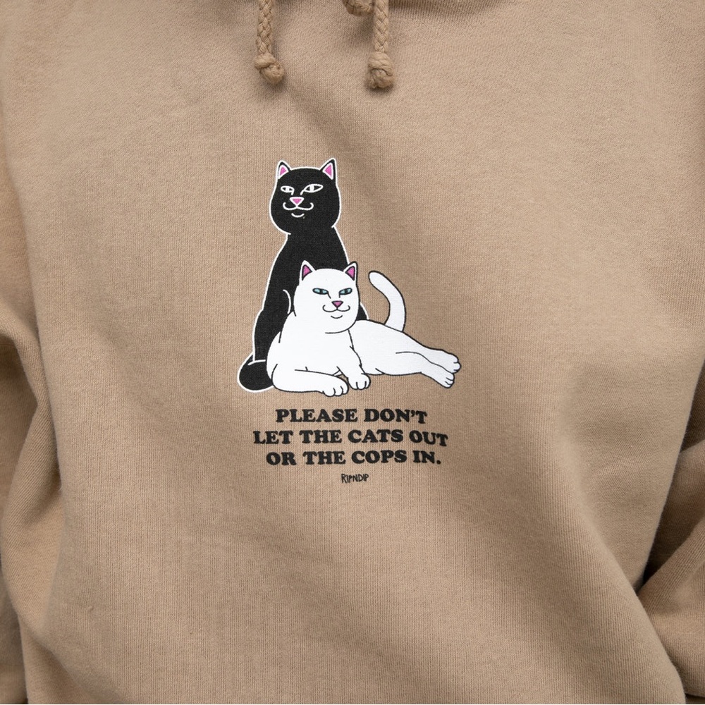 RipNdip Keep the Cats in Hoodie in Sandstone